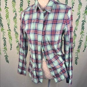 J. Crew Blue and Pink Plaid Shirt B5